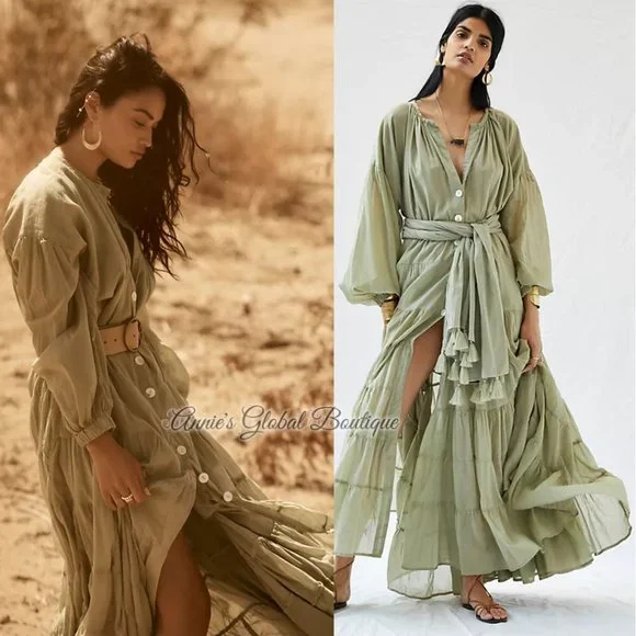 RARE NWT ANTHROPOLOGIE Erika Peña Ruffled Maxi Dress. One-Size - Picture 6 of 16